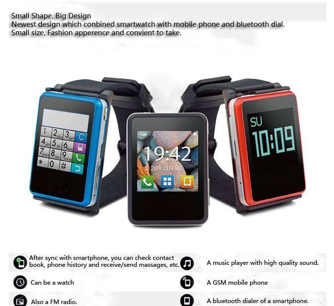 Smarts Watch Phone of Android Small Music Watch Mobile Phone Bluetooth Touchscreen Smarts Watch Phone of Android Small Music Watch Mobile Phone Bluetooth Touchscreen