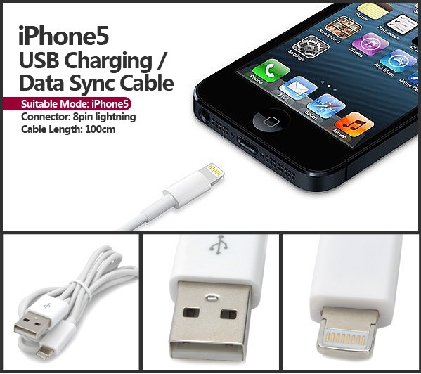 USB Cable Charging Data Sync Cord For iPhone 5 iPod iTouch