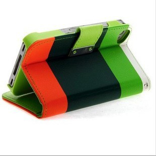 Apple hit color leather iphone 5/5 s three color bright beautiful following Apple mobile phone coat card wallet