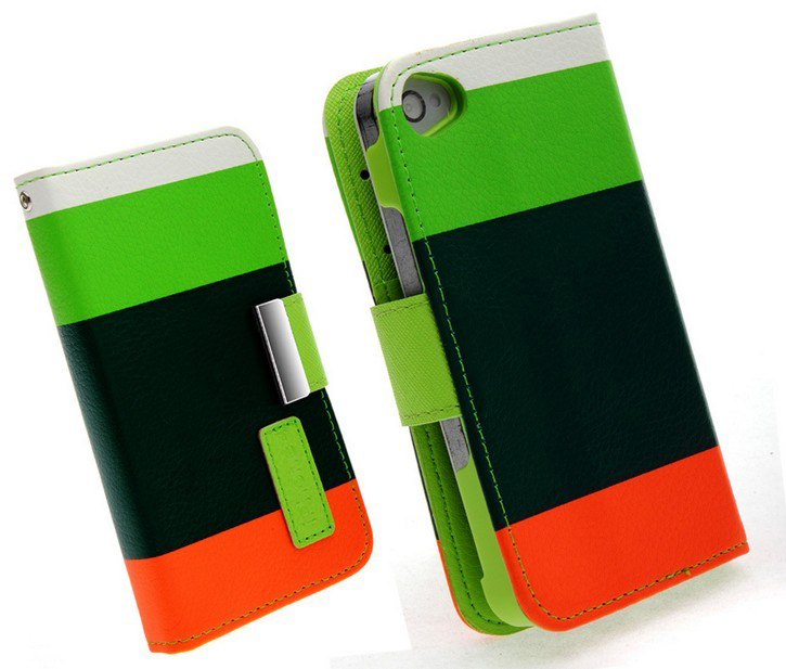 Apple hit color leather iphone 5/5 s three color bright beautiful following Apple mobile phone coat card wallet