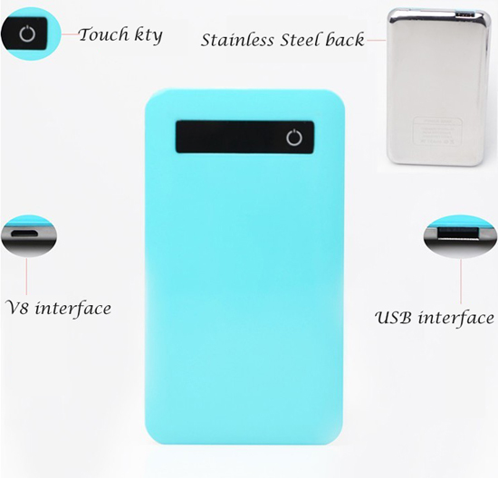 The new high-capacity ultra-thin candy-color touch screen mobile power charging treasure polymer