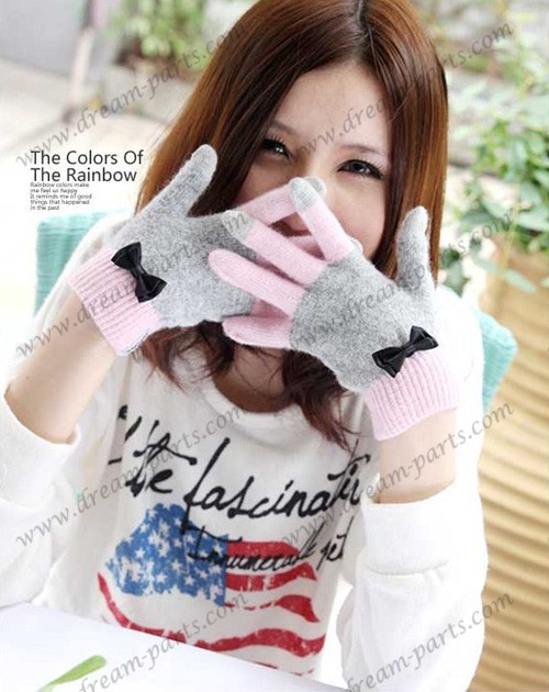 Lovely lady rabbit warm induction gloves