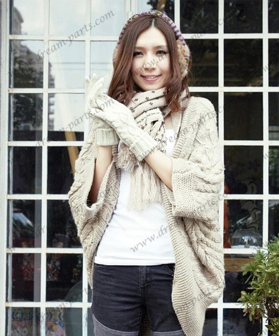 Wool gloves female touch screen winter wool thickened warm gloves knitted