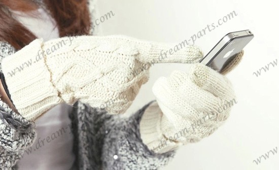 Wool gloves female touch screen winter wool thickened warm gloves knitted