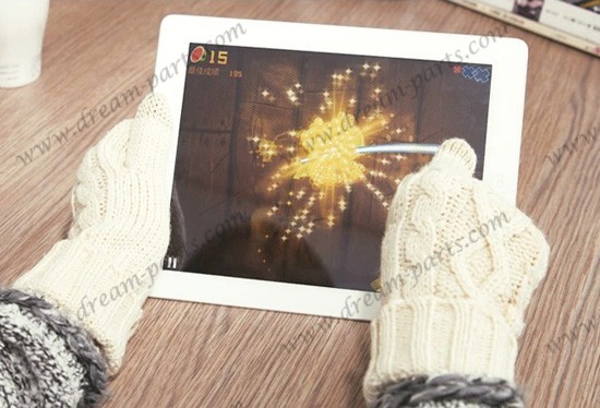 Wool gloves female touch screen winter wool thickened warm gloves knitted