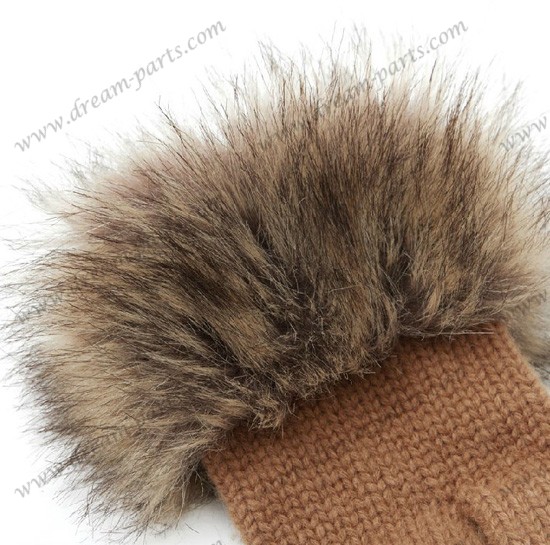 Coffee thick warm wool knit touch gloves